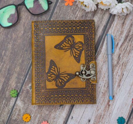 Vintage Leather Bound Diary – Handmade Notebook with Key Charm