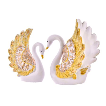 Swan Pair Feather Design Sculpture
